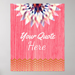 Personalized Quote Gold Vintage Lotus Flower Poster