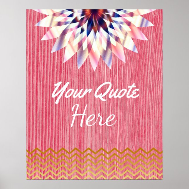 Personalized Quote Gold Vintage Lotus Flower Poster (Front)