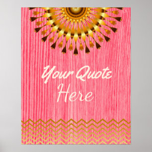 Personalized Quote Gold Vintage Lotus Flower Poster