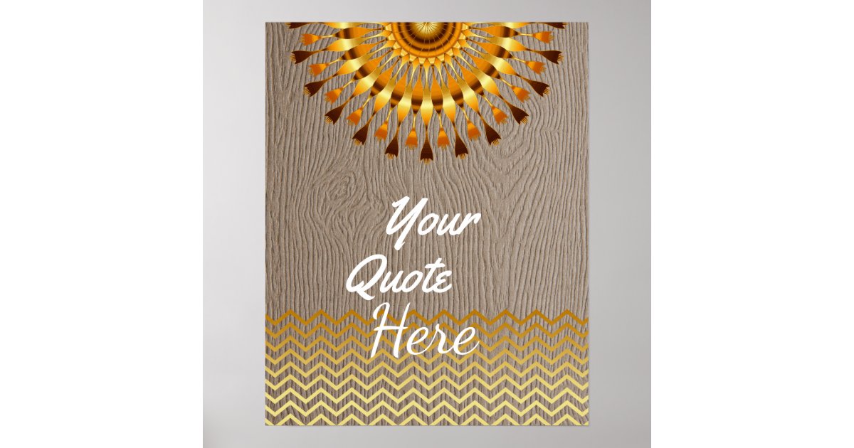 Personalized Quote Gold Vintage Lotus Flower Wood Poster | Zazzle