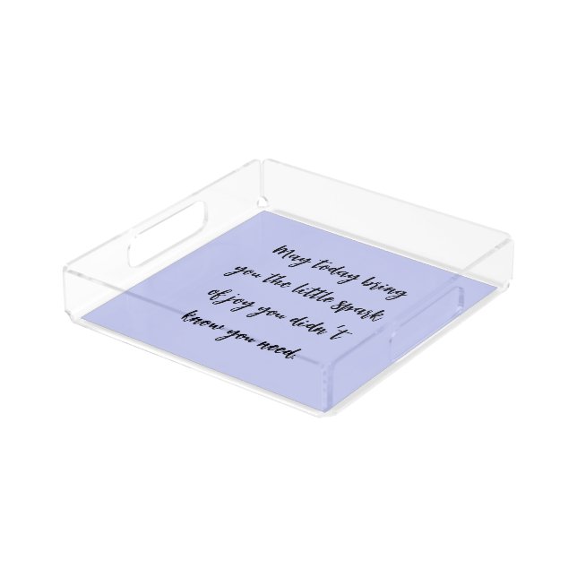 Personalized Quote Motivational Blue Script Square Acrylic Tray (Angled)