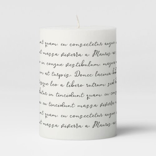 Personalized quote poem vow quote pillar candle