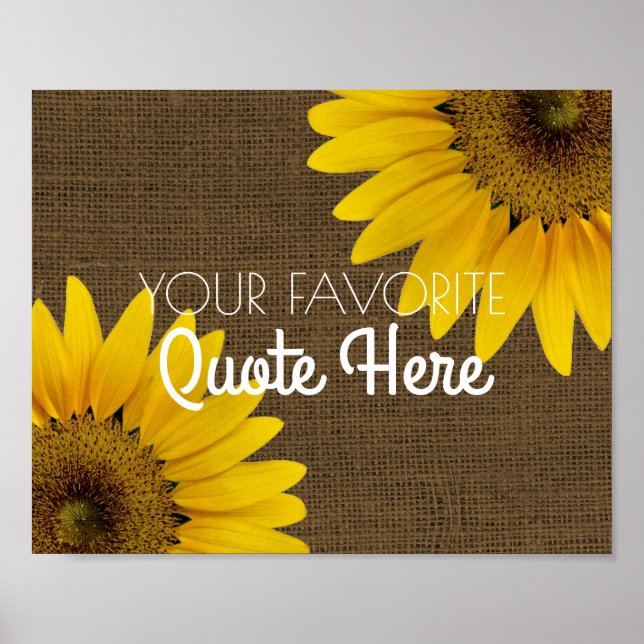 Personalized Quote | Rustic Burlap Sunflowers Sign (Front)