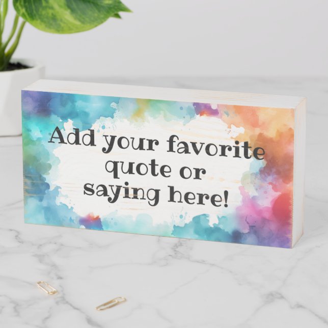 Personalized Quote Saying Rainbow Watercolor Wooden Box Sign (In Situ Horizontal)