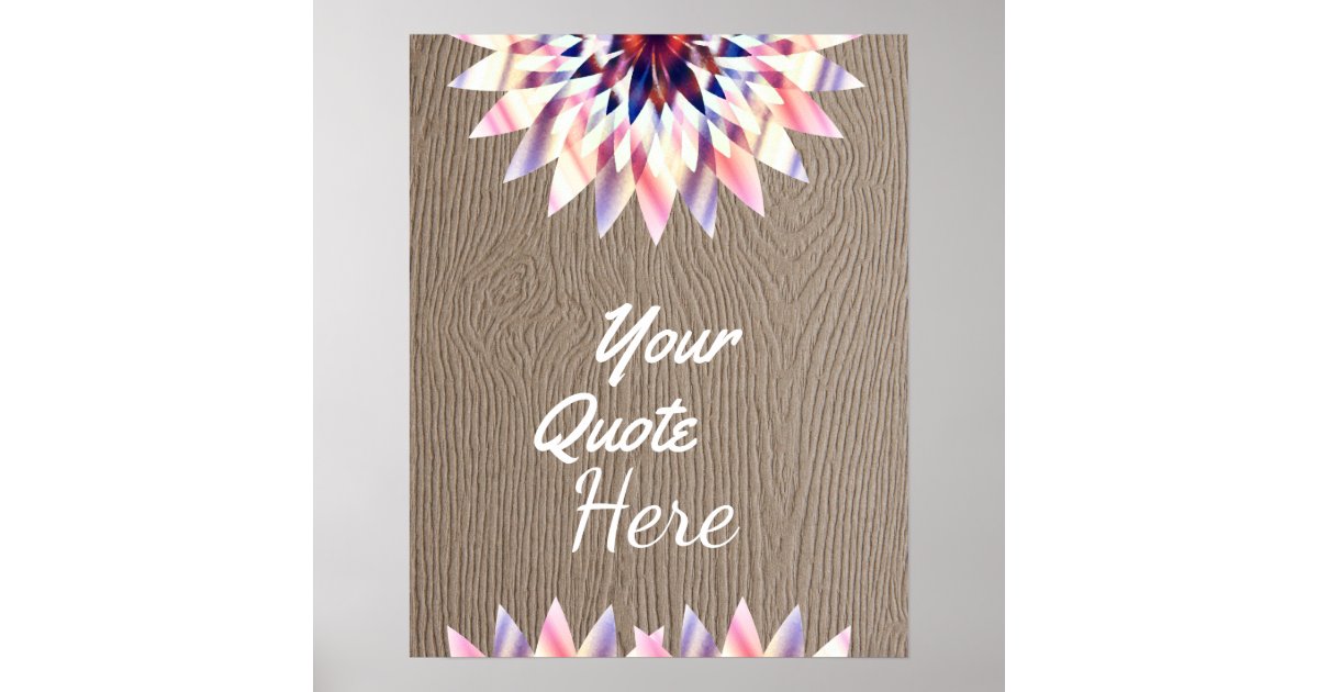 Personalized Quote Vintage Lotus Flower Wood Poster | Zazzle