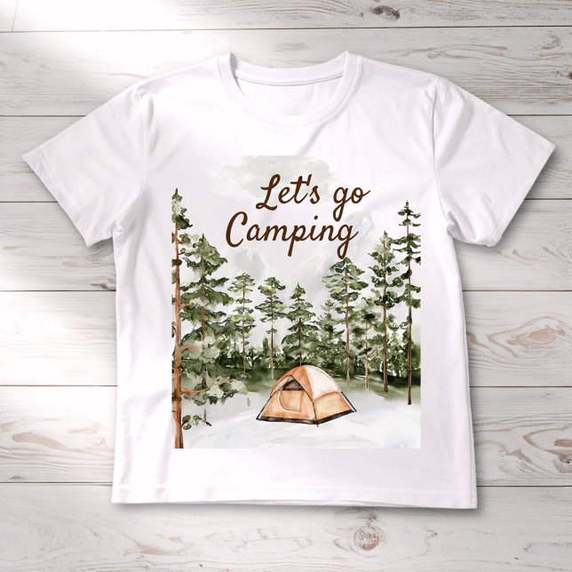 Personalized Quote Watercolor Camping in Nature  Baby T-Shirt (Close up)