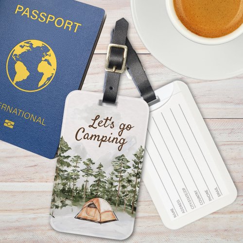 Personalized Quote Watercolor Camping in Nature  Luggage Tag