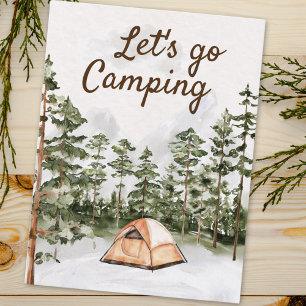 Personalized Quote Watercolor Camping in Nature  Postcard