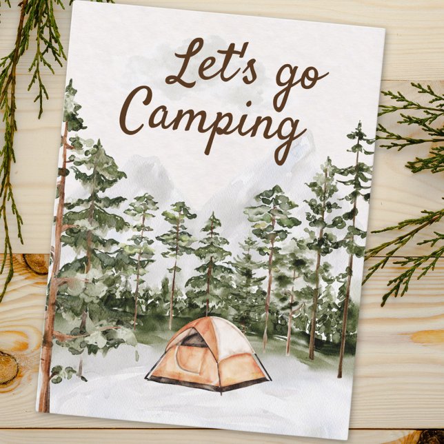 Personalized Quote Watercolor Camping in Nature  Postcard (Close up)