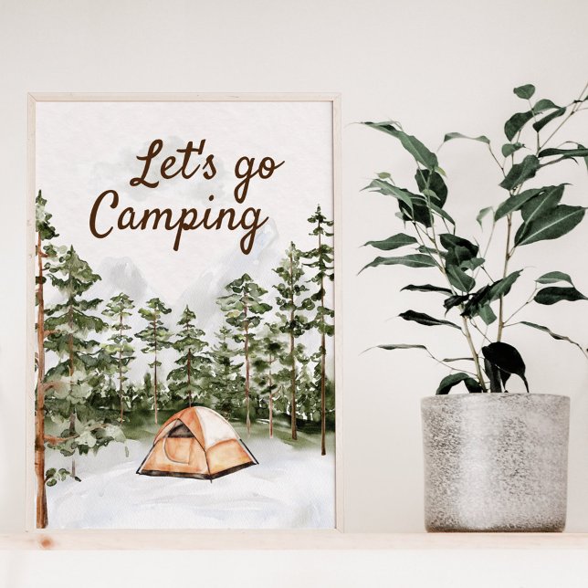 Personalized Quote Watercolor Camping in Nature  Poster (In situ)