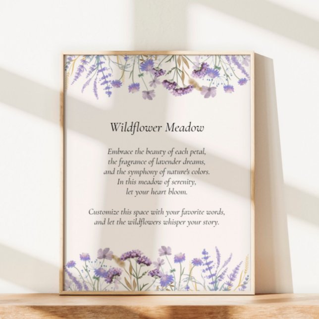 Personalized Quote Watercolor Purple Wildflower Poster (In situ Under sunlight )