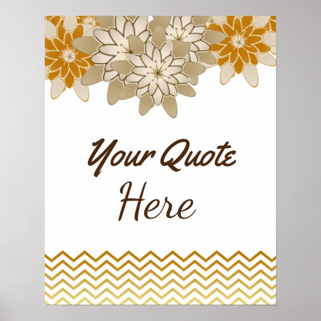 Personalized Quote Wedding Gold Birthday Flowers Poster (Front)