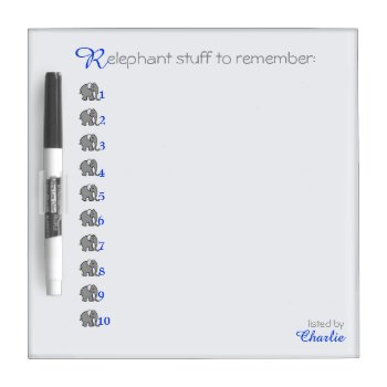 Personalized R-elephant To-remember Cute Elephants Dry Erase Board by EleSil at Zazzle