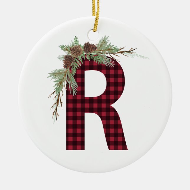 Personalized R Monogram Ornament (Front)