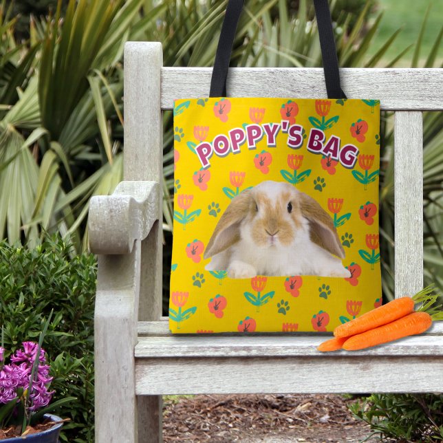 Personalized Rabbit Gift, Fun Pet Photo Accessory Tote Bag (Creator Uploaded)