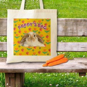 Personalized Rabbit Gift, Fun Pet Photo Accessory Tote Bag