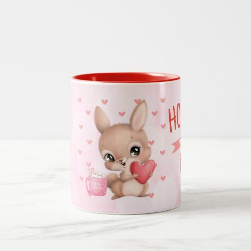 Personalized Rabbit Hearts Love Valentine Day  Two_Tone Coffee Mug