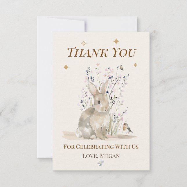 Personalized Rabbit Thank You Note Card (Front)