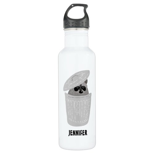Personalized Raccoon in a Garbage Can Stainless Steel Water Bottle