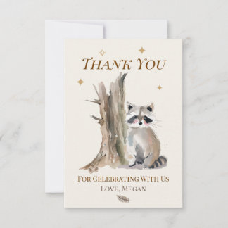 Personalized Raccoon Thank You Note Card