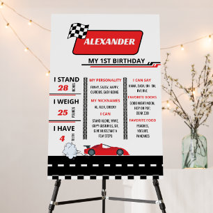 Personalized Race Car 1st Birthday Milestone Sign 