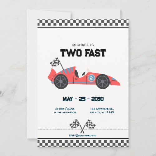 Personalized Race Car Birthday Invitation