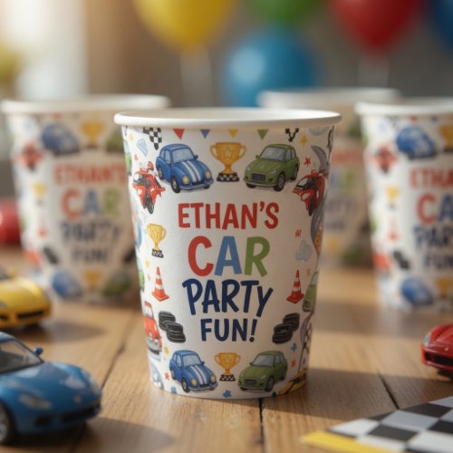 Personalized Race Car Birthday Party Paper Cups