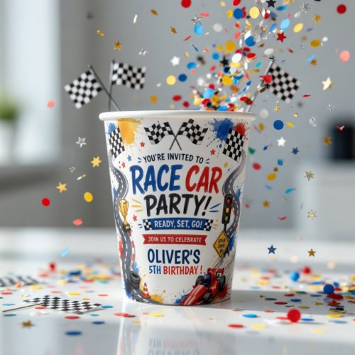 Personalized Race Car Birthday Party  Paper Cups