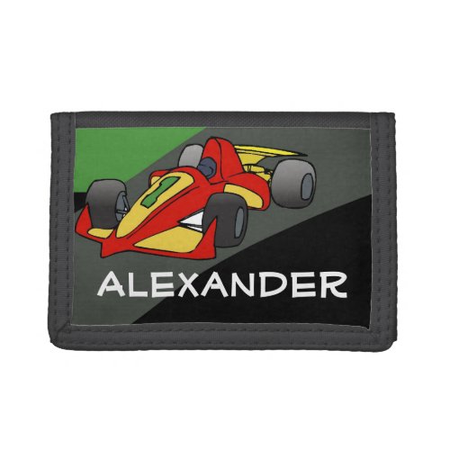 Personalized Race Car Boys Tri_fold Wallet