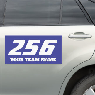 Personalized race car number magnet for rallies