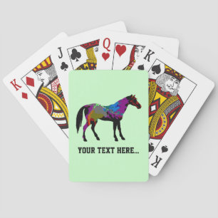 Personalized Race Horse Design On Mint Green Poker Cards
