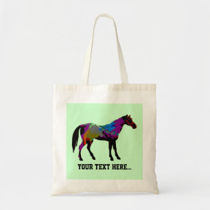 Personalized Race Horse Design On Mint Green Tote Bag