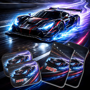 Personalized Racer Blue  Car Floor Mat