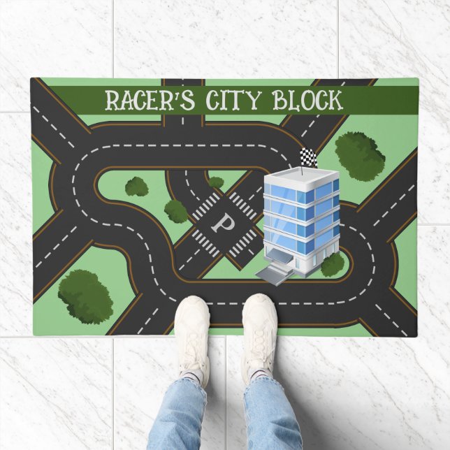 Personalized Racer's City Block Play Mat (Indoor)