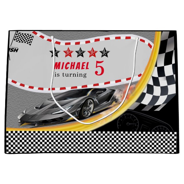  Personalized Racing Car Gift Bags (Front)