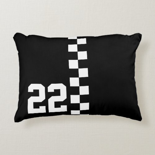 Personalized Racing Flag Black And White Accent Pillow