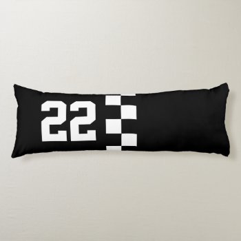 Personalized Racing Flag Black And White Body Pillow by Ricaso_Designs at Zazzle