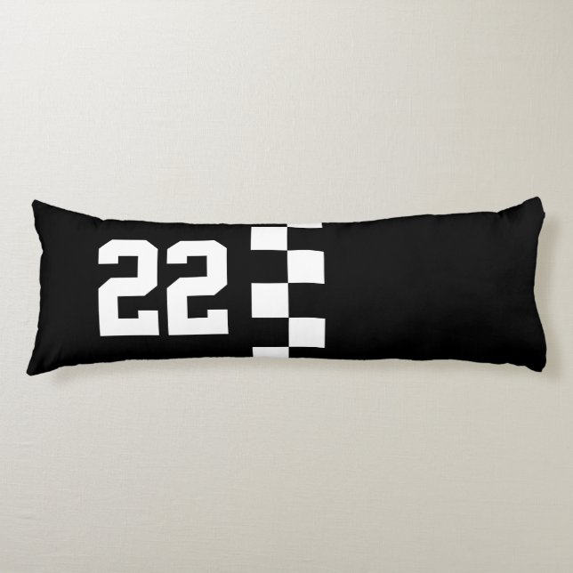 Personalized Racing Flag Black And White Body Pillow (Front)