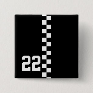 Personalized Racing Flag Black And White Button