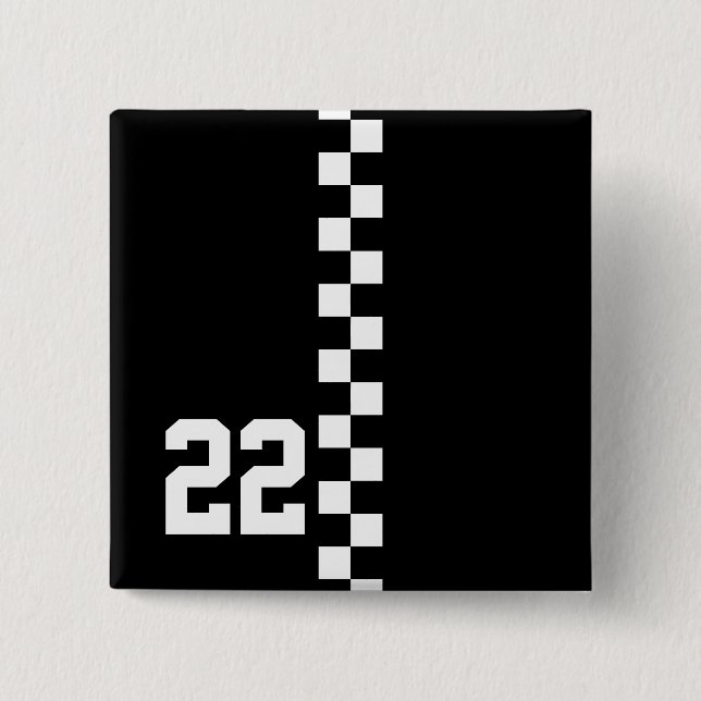 Personalized Racing Flag Black And White Button (Front)