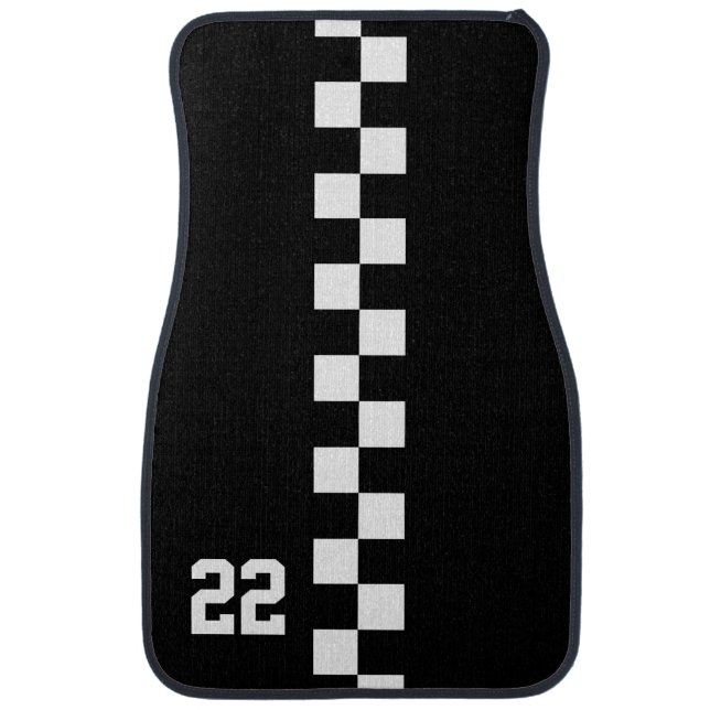 Personalized Racing Flag Black And White Car Floor Mat (Front)