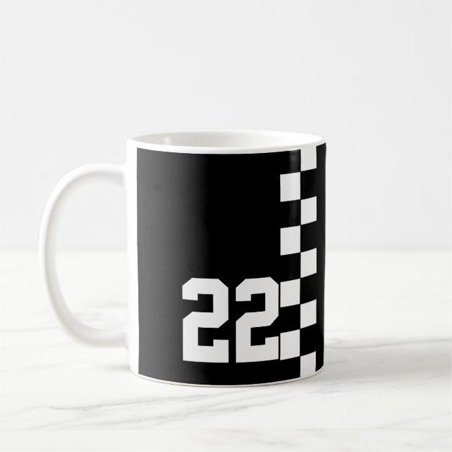 Personalized Racing Flag Black And White Coffee Mug (Left)