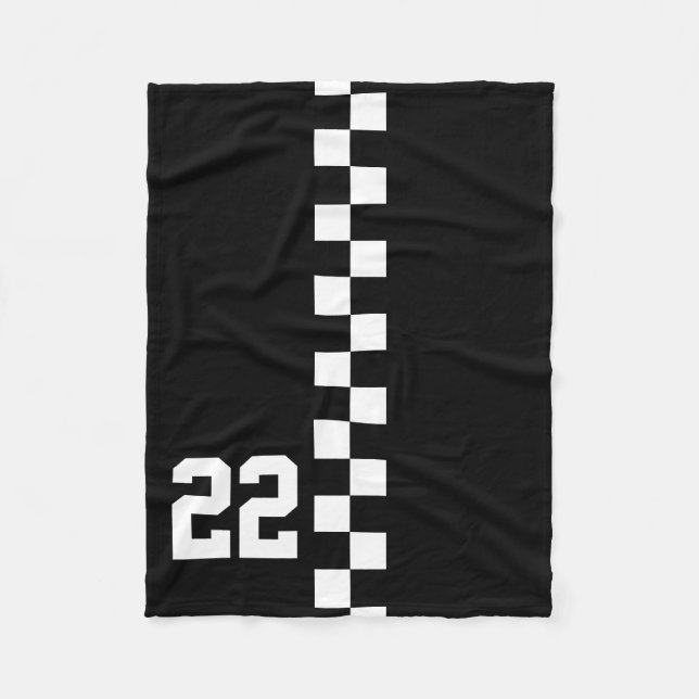 Personalized Racing Flag Black And White Fleece Blanket (Front)