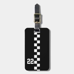 Personalized Racing Flag Black And White Luggage Tag