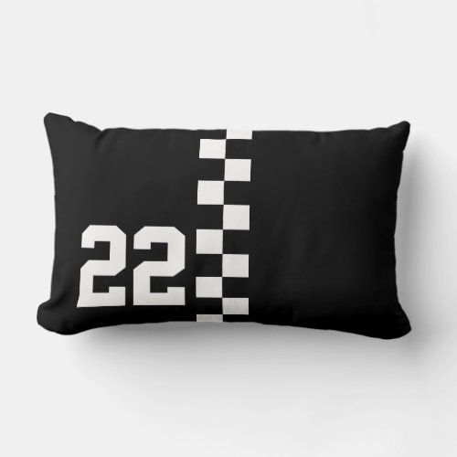 Personalized Racing Flag Black And White Lumbar Pillow