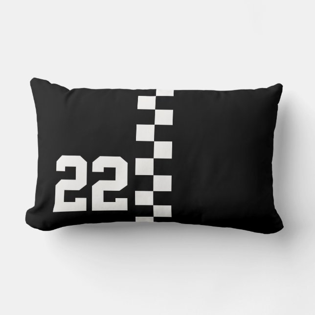Personalized Racing Flag Black And White Lumbar Pillow (Front)