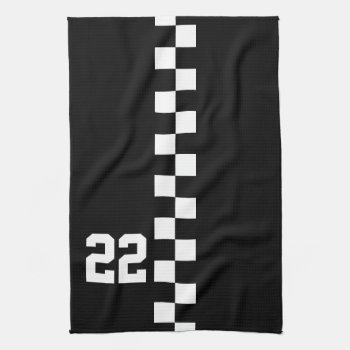 Personalized Racing Flag Black And White Towel by Ricaso_Designs at Zazzle