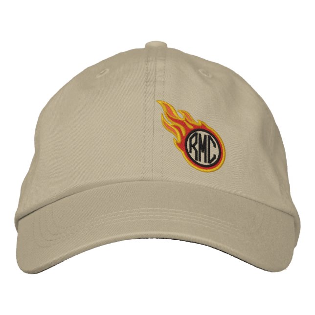 Personalized Racing Flames Bullet Monogram Embroidered Baseball Cap (Front)