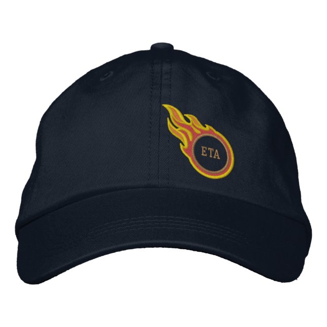 Personalized Racing Flames Bullet Monogram Embroidered Baseball Cap (Front)