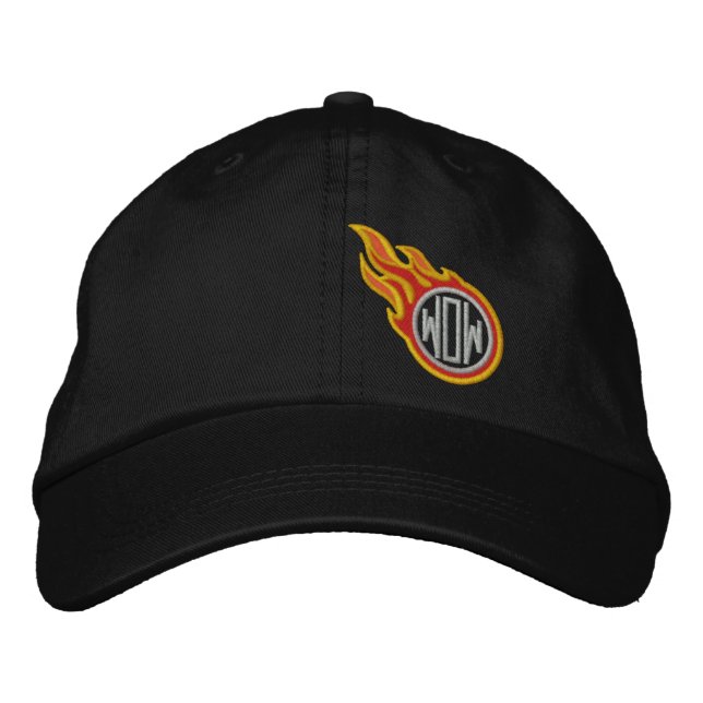 Personalized Racing Flames Bullet Monogram Embroidered Baseball Hat (Front)